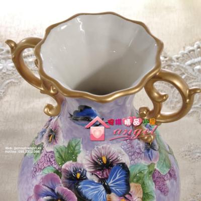BÌNH MÀU TÍM SỨ HỌA TIẾT HOA BƯỚM